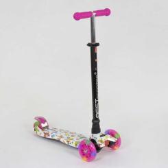 Самокаты - Самокат трехколесный MAXI "Best Scooter" пластмассовый, трубка руля алюминиевая Pink/White/Black (74512)