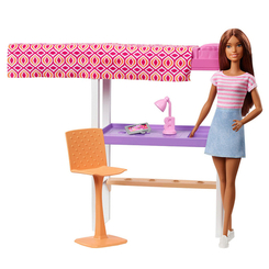 Меблі та будиночки - Набір меблів Barbie Ліжко з лялькою (DVX51/FXG52)