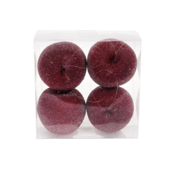 Аксесуари для свят - Набір декоративних яблук в цукрі на підвісі BonaDi 8 см Темно-червоний (130-407) (MR62377)