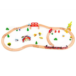 Залізниці та потяги - Ігровий набір Ecotoys Дерев'яна залізниця з потягом (HM180995)