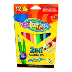 Канцтовари - Фломастери Colorino Brush&Fine tip 2-х сторонні 12 кольорів (92500PTR)