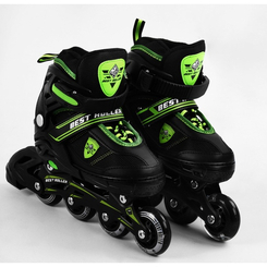 Ролики детские - Роликовые коньки светящиеся PU колёса Best Roller 31-34 Black/Green (105391)