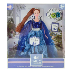 Куклы - Кукла Emily в синем платье с перьями (QJ089D)