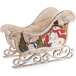 Аксесуари для свят - Декоративні сани Сніговики дерев'яні Bona DP43082