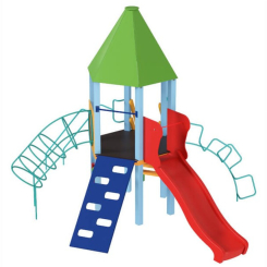 Игровые комплексы, качели, горки - Детский игровой развивающий комплекс Башня с пластиковой горкой KDG 5,17 х 3,96 х 4,11м (KDG-11363)