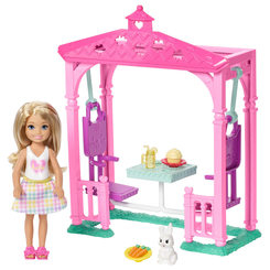 Куклы - Игровой набор Угощение Челси и зверушки Barbie Питомник для питомцев  (FDB32/FDB34)