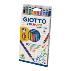 Канцтовари - Олівці кольорові Fila Giotto Stilnovo cancellabile 10 кольорів із чинкою та ластиком (25680000)