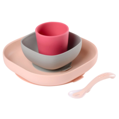 Товари для догляду - Набір посуду Beaba сіро-рожевий (913429)