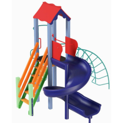 Игровые комплексы, качели, горки - Детский игровой развивающий комплекс Петушок с пластиковой горкой Спираль KDG 6,47 х 1,55 х 3,45м (KDG-11524)