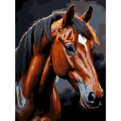 Товары для рисования - Картина по номерам Strateg Коричневый конь на черном фоне 30 х 40 см (FH-39)