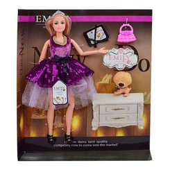 Ляльки - Лялька Emily Білявка у фіолетовій сукні з паєтками (QJ081C)