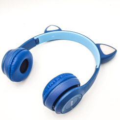 Портативные колонки и наушники - Беспроводные Bluetooth наушники полноразмерные CAT-ear CEP47-M с LED подсветкой и MicroSD microUSB AUX Blue (DL 97131)