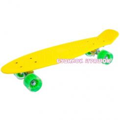 Скейтборди - Дитяча дошка для катання GO Travel жовта зелені прозорі колеса 56 см (LS-P2206YGT)