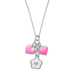 Ювелирные украшения - Колье UMa&UMi Цветочек с сердечком бело-розовый (2897311740552)