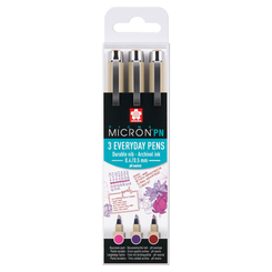 Канцтовари - Набір капілярних ручок Sakura Pigma micron PN Crafts 0,4-0,5 мм 3 кольори (POXSDKPN3B)