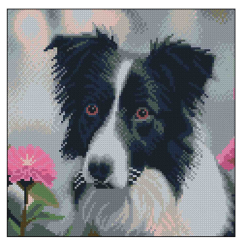 Мозаика - Алмазная картина Strateg Пес и георгины (4823113897864)