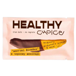 Сладости - Фруктовый снек Healthy choice Манговые филейки в черном шоколаде 45 г (4820237130709)