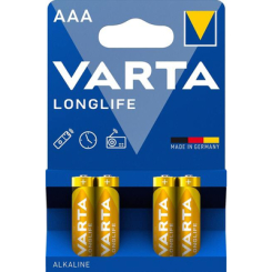 Аккумуляторы и батарейки - Батарейки VARTA Longlife AAA BLI 4 шт алкалиновые (4008496525072)