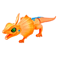 Фигурки животных - Интерактивная игрушка Robo Alive Плащеносная ящерица оранжевая (7149-2)