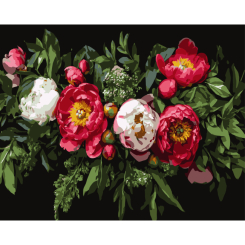 Товары для рисования - Картина по номерам Strateg Цветочная композиция на черном фоне 40 х 50 см (AH1249)