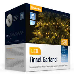Мебель для геймеров - ​Светодиодная гирлянда-мишура СolorWay LED 320 10м 8 функций теплый цвет USB (CW-G-320L10U)
