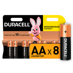 Акумулятори і батарейки - Батарейки лужні Duracell Basic АА 1.5V LR6 8 шт (5000394006522b)