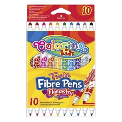 Канцтовары - Фломастеры двухсторонние Colorino Fibre Pens 10 цветов 10 шт (13451PTR/1)