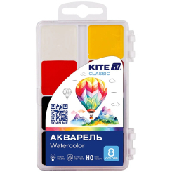 Канцтовары - Краски акварельные Kite Classic 8 цветов (K-065)