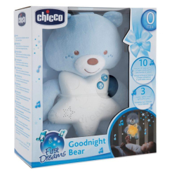 Ночники, проекторы - Игрушка-подвеска ночник Медвежонок синий Chicco IR45011
