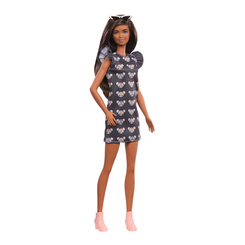 Ляльки - Лялька Barbie Fashionistas шатенка у сірій сукні і окулярах (GYB01)