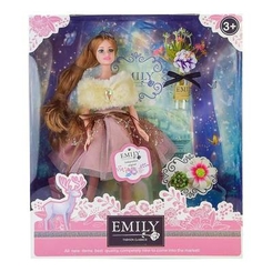 Ляльки - Лялька Emily в рожевій сукні з хутряною накидкою і букетом (QJ087A)