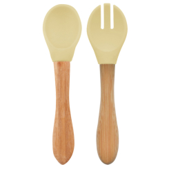 Дитячий посуд та аксесуари - Ложка та виделка силіконові MinikOiOi Dig In Mellow Yellow (101060059)