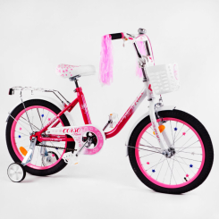 Велосипеды - Детский велосипед CORSO Fleur U-образная рама корзинка 18" Pink and white (115246)