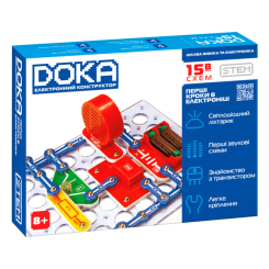 Наукові ігри, фокуси та досліди - Набір для дослідів DOKA Перші кроки в електроніці 15 схем (D70710)