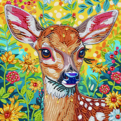 Мозаика - Алмазная мозаика Brushme Олененок в цветах (BH034)