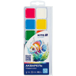 Канцтовары - Краски акварельные Kite Classic 12 цветов (K-061)