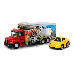 Транспорт і спецтехніка - Автотранспортер Funky Toys Швидке перевезення 1:60 з жовтою машинкою (FT61053)
