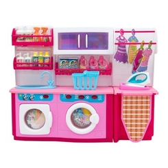 Меблі та будиночки - Лялькова пральня Qun feng toys Рідна домівка рожева із ефектами (2802S)