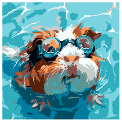 Товари для малювання - Картина за номерами Strateg Морська свинка у воді 20 х 20 см (HH8039)