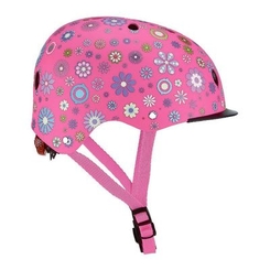 Защитное снаряжение - Защитный шлем Globber Цветы розовый с фонариком  (507-110)