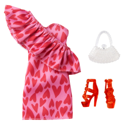 Одяг та аксесуари - Одяг Barbie Готові наряди Рожева сукня із сердечками (GWD96/GRC09)