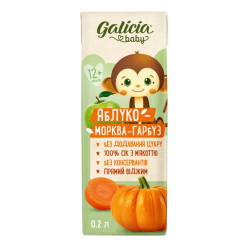 Сладости - Сок Galicia Baby яблочно-морковно-тыквенный с мякотью 0,2 л (4820209564341) Сладости - Сок Galicia Baby яблочно-морковно-тыквенный с мякотью 0,2 л (4820209564341)