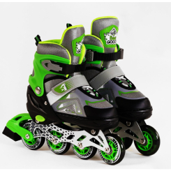 Ролики детские - Роликовые коньки светящиеся PU колёса в сумке Best Roller 30-33 Green/Grey (116752)