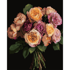 Товары для рисования - Картина по номерам Strateg Оранжевый букет на черном фоне 40 х 50 см (AH1279)