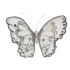 Аксесуари для свят - Декоративний метелик на кліпсі BonaDi Білий (117-912) (MR35130)