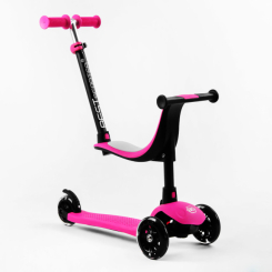 Самокаты - Самокат-велобег Best Scooter 3 в 1 колеса PU со светом сидение родительская ручка 50 кг Pink (106694)