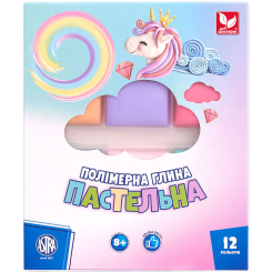 Набори для ліплення - Полімерна глина Школярик Пастельна 12 кольорів (304118007-UA)