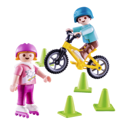 Конструкторы с уникальными деталями - Конструктор Playmobil Special plus Дети на велосипеде и роликах (70061)