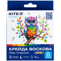 Канцтовары - Мел восковой Kite Classic Jumbo 8 цветов (K-076)