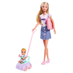 Куклы - Кукольный набор Steffi & Evi Love Штеффи с малышом на машинке (5733585)